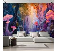 Générique Papier Peint Mural 300 x 210 cm Champignons Forêt Aquarelle Art Impression 3D HD Effet Réaliste Tableau mural Lavable Non Tissé Décoration Murale pour Salon Chambre Bureau A-750
