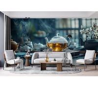 Générique Papier Peint Mural 300 x 210 cm Théière Nouveau Style Chinois Impression 3D HD Effet Réaliste Tableau mural Lavable Non Tissé Décoration Murale pour Salon Chambre Bureau W-516