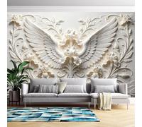 Générique Papier Peint Mural 3D En Relief, Motif Ailes D'Iris, Art Moderne | 368 Cm (L) X 254 Cm (H) - Stickers Muraux Floraux En Relief Pour Chambre Et Salon - Intissé - Sans Adhésif - 368 Cm (
