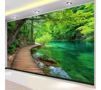 Générique Papier Peint Mural 3D Forêt Parc Papier Peint Lac Promenade 200 X 140 Cm, Murales Vert Tapisserie Murales Intissé Panoramique Murale Pour Salon Chambre - Moderne Maison Décoration