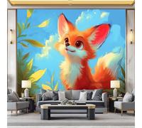 Générique Papier Peint Mural 3D Renard Animal De Dessin Animé 300x210 cm Papier Peint Murale Panoramique Poster Tapisserie Photo intissé, pour Chambre Salon Personnalisé Murale Décoration