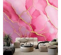 Générique Papier Peint Mural 3D texture rose marbrée 300x210 cm Papier Peint Murale Panoramique Poster Tapisserie Photo intissé, pour Chambre Salon Personnalisé Murale Décoration