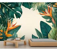 Générique Papier peint mural à motifs de feuilles tropicales, papier peint Monstera pour chambre, motif botanique de feuilles de palmier 100x70cm (non autocollant)