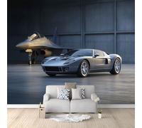 Générique Papier Peint Mural Chambre Avions De Chasse Voitures De Sport 250x175 cm Poster Mural 3D Tableaux Muraux Tapisserie Photo, Salon Chambre d'enfants Mur de Fond Papier Peint Panoramique