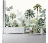 Générique Papier peint mural décoratif 300 x 210(WxH)- Art mural imprimé en non-tissé Multicolore,Papier Peint Panoramique Aquarelle Forêt Palmiers pour décoration murale intérieure