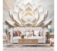 Générique Papier Peint Mural En Relief 3D Motif Fleur De Lotus, 500 Cm (L) X 280 Cm (H), Style Art Moderne, Pour Chambre Ou Salon. Non Tissé, Sans Adhésif.