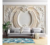 Générique Papier Peint Mural En Relief 3D Motif Fleurs De Vigne, 368 Cm (L) X 254 Cm (H), Stickers Muraux Art Moderne Pour Chambre Et Salon - Intissé - Sans Adhésif