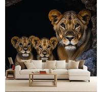 Générique Papier Peint Mural lion 500x280 cm Papier Peint Panoramique Intissé Moderne Famille de lions Décoration Murale Poster Tableaux Muraux Imprimé 3D Tapisserie Photo Animaux