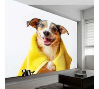 Générique Papier Peint Mural Panoramique Intissé 3D Animaux Chiot Serviette Papier Peint Mural Tapisserie Décorative, Tableaux Muraux pour Chambre et Salon, Décoration Murale, 400 x 280 cm, Jaune