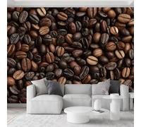 Générique Papier Peint Mural Panoramique Intissé 3D Motif Sans Couture De Grains De Café Papier Peint Mural Tapisserie Décorative, Tableaux Muraux pour Chambre et Salon, 500 x 280 cm, Brun Café