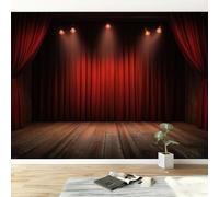 Générique Papier Peint Mural Photo Rayures 250L x 175H cm, Papier Peint Mural Photo Rouge Scène Éclairage Photographie Non Tissé pour Salon Chambre Bureau et Chambre d'Enfant - Facile à Installer