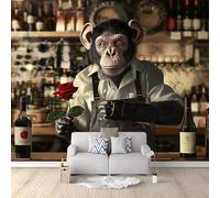 Générique Papier Peint Mural Salon Bar À Vin De Gorille 350x256 cm Papier Peint Panoramique Intissé Moderne, Décoration Murale Poster Tableaux Muraux Imprimé 3D Tapisserie Photo