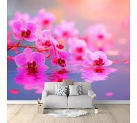 Générique Papier Peint Mural Salon Fleurs De Magnolia Violet 400x280 cm Papier Peint Panoramique Intissé Moderne, Décoration Murale Poster Tableaux Muraux Imprimé 3D Tapisserie Photo