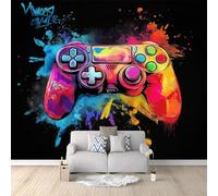 Générique Papier Peint Mural Salon Graffitis Colorés Sur Une Console De Jeu 350x256 cm Papier Peint Panoramique Intissé Moderne, Décoration Murale Poster Tableaux Muraux Imprimé 3D Tapisserie Photo