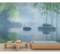 Générique Papier peint mural Zen Stones, Forêt de bambous pour salon, Bien-être et zen 450x315cm (Non autocollant)