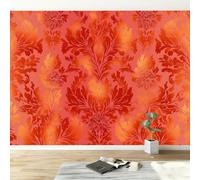 Générique Papier Peint Murale Panoramique 350 x 256 cm Motif Damas Vibrant Papier peint photo non tissé - Revêtement Mural Décoration Salon Pour chambre à coucher - Effet 3D, Rouge