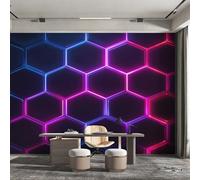 Générique Papier Peint Nid d'Abeille Hexagonal, 350x256, Noir Violet