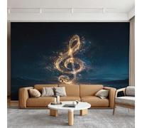 Générique Papier Peint Note de Musique Papier Peint Panoramique Intissé | Music Abstrait Papiers Peints Fresque Murale, Decoration Chambre Salon Wallpaper, 150 x 105 cm K&-9