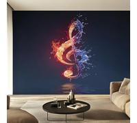 Générique Papier Peint Note de Musique Papier Peint Panoramique Notes de Musique Rock Papiers Peints Intissé Fresque Murale, Decoration Chambre Salon Wallpaper, 250 x 175 cm C&-IO