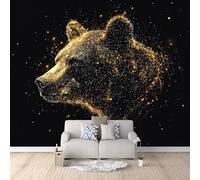 Générique Papier Peint Ours Papier Peint Panoramique 3D Ours Animal Abstrait Du Ciel étoilé Intissé Photo Mural Moderne Poster Salon Chambre Mur de fond Bureau Décoration de Maison 150 × 105 cm