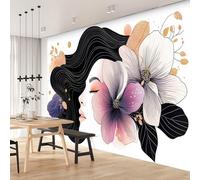 Générique Papier Peint Panoramiqu Fleurs Portraits Silhouettes 3D intissé Murale Simplicité Art Papier Peint xxl Fresque Moderne Peinture Murale Décorative pour Salon Chambre 366x254 28f417