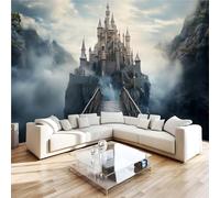 Générique Papier Peint Panoramiqu Nuages Brume Château Ancien 3D intissé Murale Architecture Style Européen Papier Peint xxl Fresque Moderne Peinture Murale Décorative pour Salon Chambre 200x140 29f0