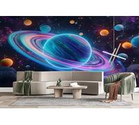 Générique Papier Peint Panoramiqu Planètes Espace 3D intissé Murale Technologique Papier Peint xxl Fresque Moderne Peinture Murale Décorative pour Salon Chambre 250x175 19f351