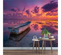 Générique Papier Peint Panoramique 122 x 91 cm Bateau Fresque Murale 3D Coucher De Soleil sur mesure taille Papier Peint Intisse pour Salon Chambre Décoration Murale