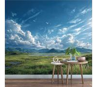 Générique Papier Peint Panoramique 122 x 91 cm Prairie Fresque Murale 3D Ciel Bleu sur mesure taille Papier Peint Intisse pour Salon Chambre Décoration Murale