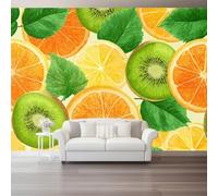 Générique Papier Peint Panoramique 150 x 105 cm（WxH,Motif Minimaliste Tranches De Citron Oranges Décoration Murale Tissée Non-Adhésive pour Salon - Design Moderne Multicolore