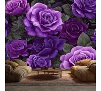 Générique Papier Peint Panoramique 200 x 140 cm, Papier Peint 3D Rose Violet Fleur Image Photo Murale Wallpaper Pour Chambre, Salon, Mur TV Artistique, Restaurant Décoration Murale X150