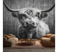 Générique Papier Peint Panoramique 200 x 140 cm, Papier Peint Bétail des Highlands Ferme Animaux Image Photo Murale Wallpaper Pour Chambre, Salon, Mur TV Artistique, Restaurant Décoration Murale N44