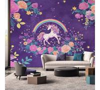 Générique Papier Peint Panoramique 200 x 140 cm, Papier Peint Fleurs de Licorne Image Photo Murale Wallpaper Pour Chambre, Salon, Mur TV Artistique, Restaurant Décoration Murale ssB27