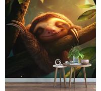 Générique Papier Peint Panoramique 200 x 140 cm Paresseux Fresque Murale 3D Paresseux Adorable sur mesure taille Papier Peint Intisse pour Salon Chambre Décoration Murale