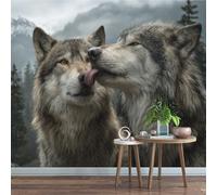 Générique Papier Peint Panoramique 200 x 140 cm Timberwolves Fresque Murale 3D Animal sur mesure taille Papier Peint Intisse pour Salon Chambre Décoration Murale