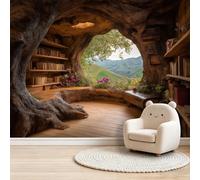 Générique Papier Peint Panoramique 200 x 140 cm Trou d’arbre forêt féerique fantasy Art Photo Murale Chambre Décor, Papier Peint intissé fond pour Chambre D'Enfant Adolescent Maternelle Murale