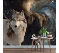 Générique Papier Peint Panoramique 250 x 175 cm Loup Fresque Murale 3D Chèvre sur mesure taille Papier Peint Intisse pour Salon Chambre Décoration Murale