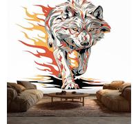 Générique Papier Peint Panoramique 250 x 175 cm, Papier Peint Abstrait Loup Animaux Sauvages Image Photo Murale Wallpaper Pour Chambre, Salon, Mur TV Artistique, Restaurant Décoration Murale L45