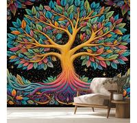 Générique Papier Peint Panoramique 250 x 175 cm, Papier Peint Arbre de Vie Bohème Image Photo Murale Wallpaper Pour Chambre, Salon, Mur TV Artistique, Restaurant Décoration Murale QL86