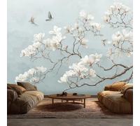 Générique Papier Peint Panoramique 250 x 175 cm, Papier Peint Magnolia Fleur Japonais Oiseaux Image Photo Murale Wallpaper Pour Chambre, Salon, Mur TV Artistique, Restaurant Décoration Murale N28