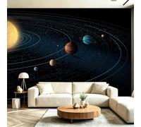Générique Papier Peint Panoramique 250 x 175 cm（WxH - Noir Tapisserie Murale Intissé HD avec Effet Science Et Art Espace Planètes - Décoration Murale pour Salon Chambre D'Ado Bureau