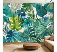 Générique Papier Peint Panoramique 250 x 175(WxH), Fresque Murale pour Salon et Chambre, Branches et feuilles botaniques naves Vert Décoration Murale Moderne pour Transformer Vos Murs