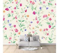 Générique Papier Peint Panoramique 300 x 210 cm Art Moderne Fleurs Vignes Feuilles - Papier Peint Effet 3D Tapisserie Murale en Intissé - Décoration Murale pour Salon Chambre & Cuisine Gris