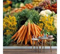 Générique Papier Peint Panoramique 300 x 210 cm Carottes Fresque Murale 3D Légume sur mesure taille Papier Peint Intisse pour Salon Chambre Décoration Murale