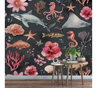 Générique Papier Peint Panoramique 300 x 210 cm Mer Profonde Fresque Murale 3D Requin sur mesure taille Papier Peint Intisse pour Salon Chambre Décoration Murale