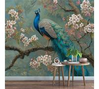Générique Papier Peint Panoramique 300 x 210 cm Paon Fresque Murale 3D Animal sur mesure taille Papier Peint Intisse pour Salon Chambre Décoration Murale