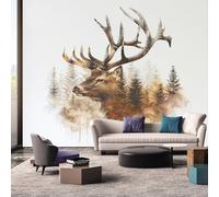 Générique Papier Peint Panoramique 300 x 210 cm, Papier Peint Cerf Animaux Forêt Image Photo Murale Wallpaper Pour Chambre, Salon, Mur TV Artistique, Restaurant Décoration Murale JUIhnb5