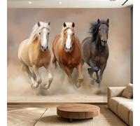 Générique Papier Peint Panoramique 300 x 210(WxH), Fresque Murale pour Salon et Chambre, Cheval sauvage du désert bohème Marron châtaigne Décoration Murale Moderne pour Transformer Vos Murs
