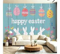 Générique Papier Peint Panoramique 300 x 210(WxH), Fresque Murale pour Salon et Chambre, Œufs de Pâques Shabby Chic Bleu Décoration Murale Moderne pour Transformer Vos Murs