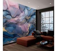 Générique Papier Peint Panoramique 300x210 cm, Papier Peint Intissé Décoration Murale Texture Marbrée Lignes Bleu 3D Tapisserie Peinture Poster Geant Murale pour Chambre Salon